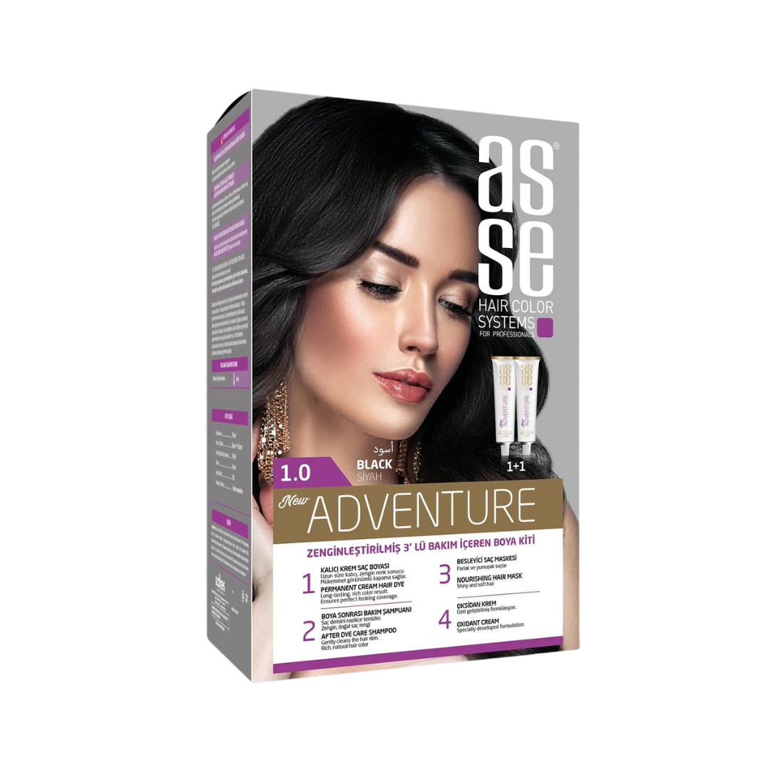 Vopsea de par permanenta 1.0 Black 50+50ml Asse