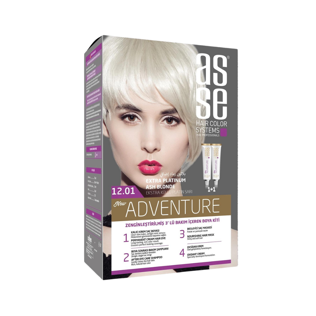 Vopsea de par permanenta 12.01 Extra Ashy Platinum 50+50ml Asse