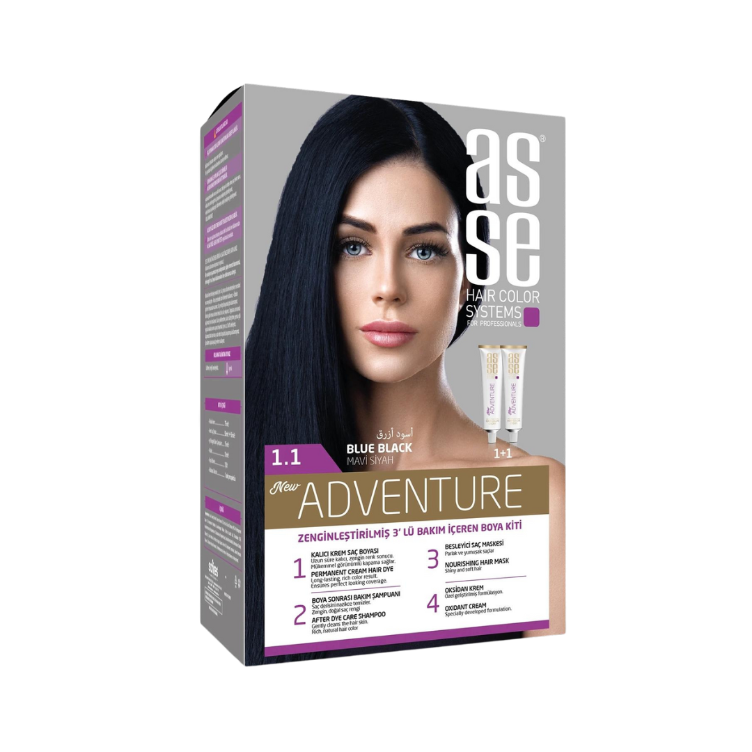 Vopsea de par permanenta 1.1 Blue Black 50+50ml Asse