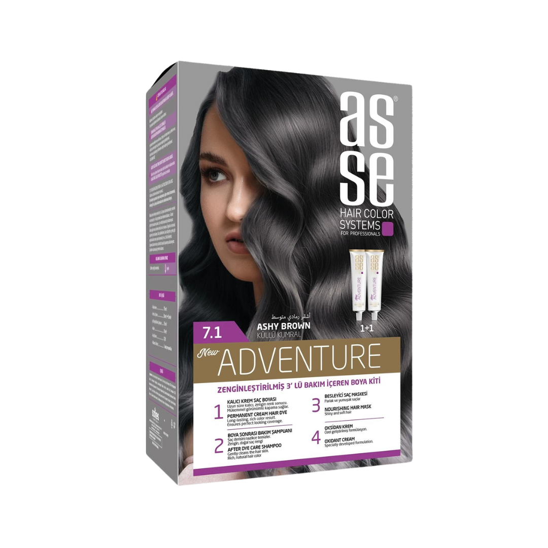 Vopsea de par permanenta 7.1 Ashy Brown 50+50ml Asse