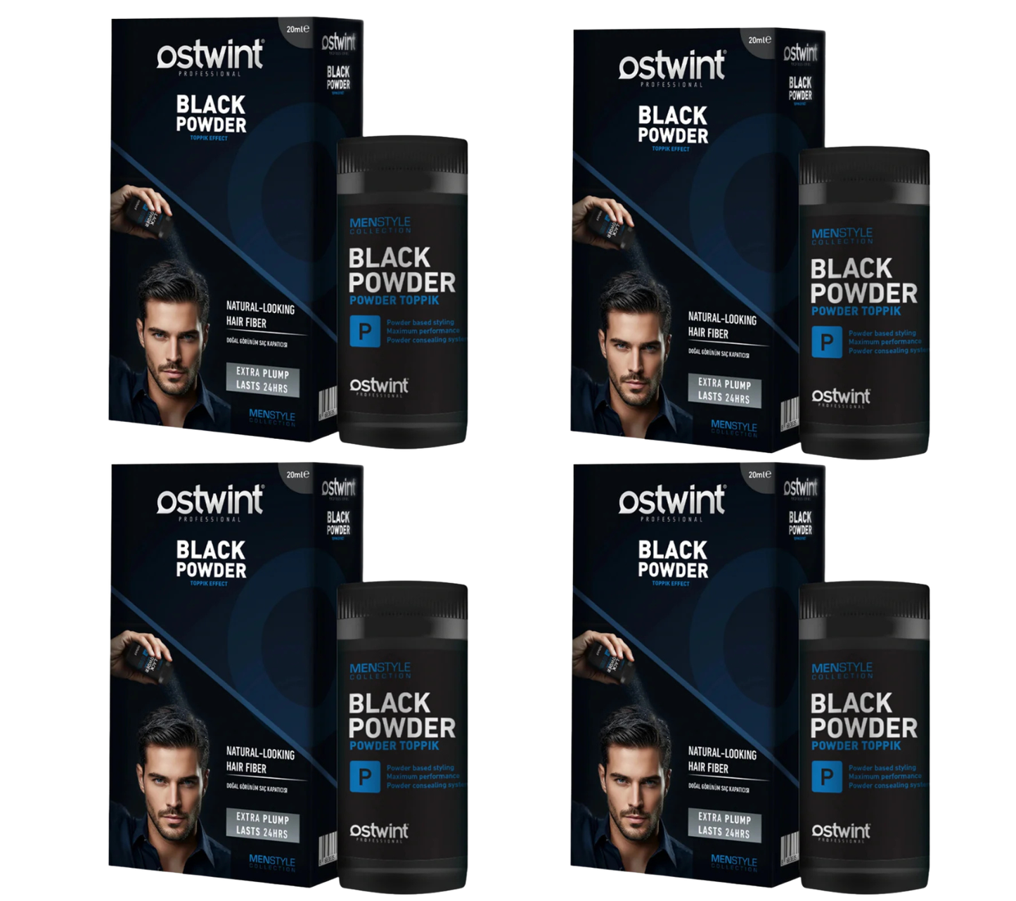 Pachet 4x Black Powder Wax Ostwint - Pentru par negru si rar 20g