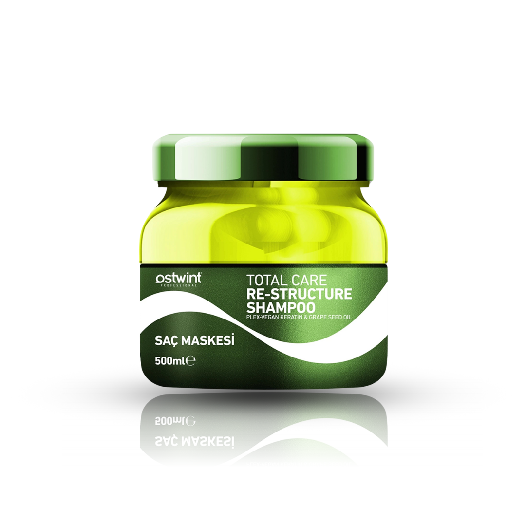 Masca de Par Ostwint Total Care Re-Structure cu Plex, Keratina Vegana și Ulei din Samburi de Struguri – Reparare Intensiva - 500ml