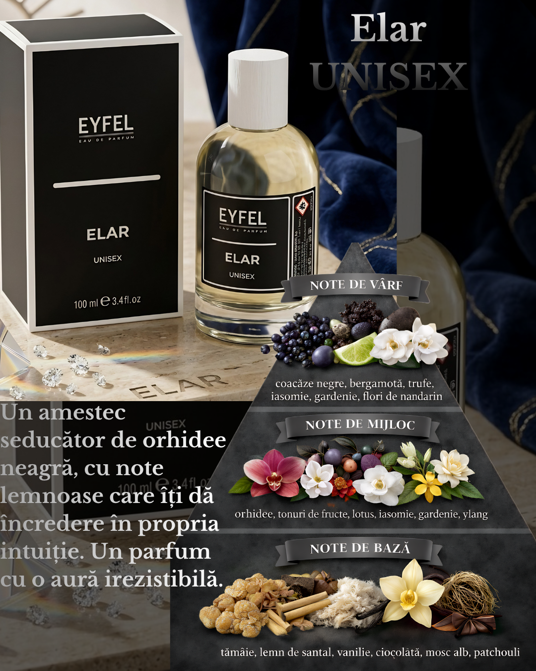 Apa de Parfum Unisex EYFEL ELAR 100ml – Floral si Lemnos