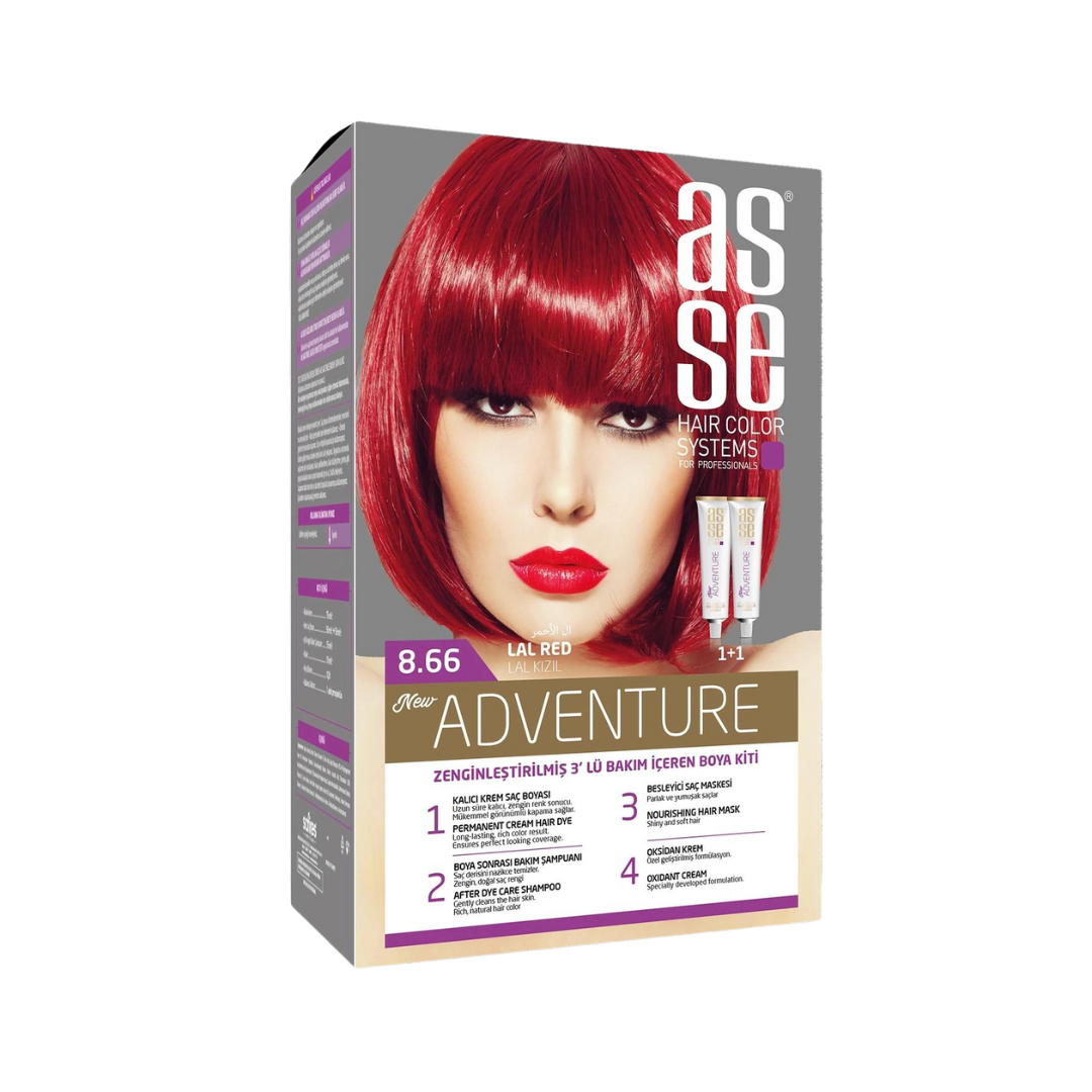 Vopsea de par permanenta 8.66 Lal Red (Rosu Lal) 50+50ml Asse