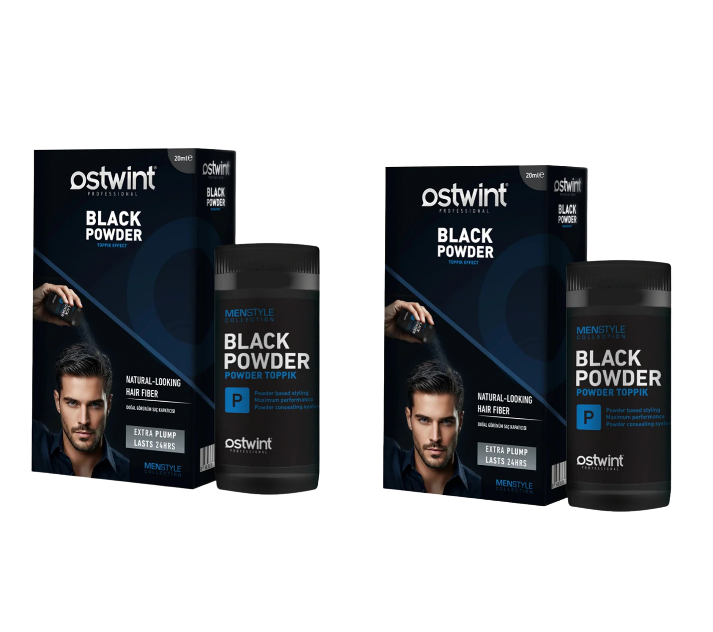 Pachet 2x Black Powder Wax Ostwint - Pentru par negru si rar 20g