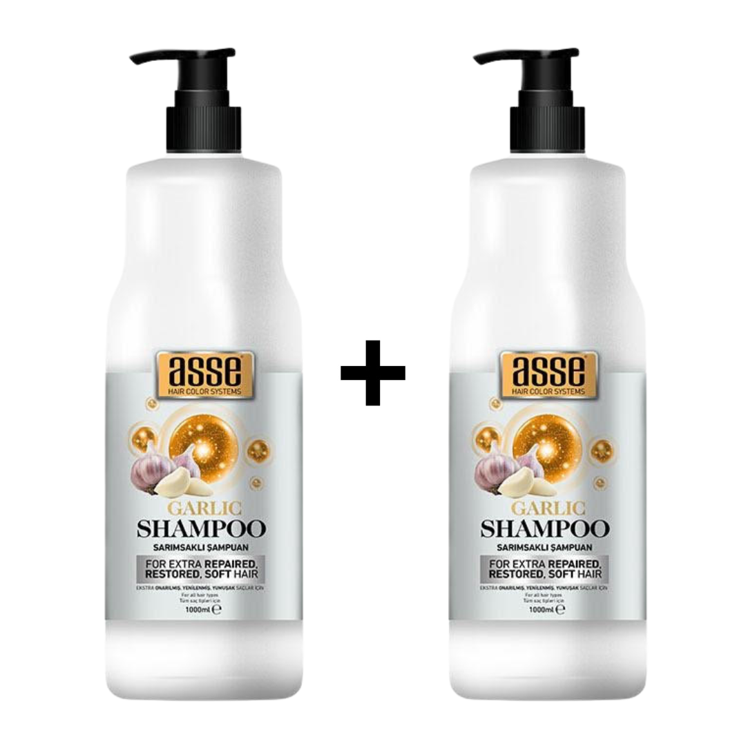 Set 1+1 Sampon de par cu Usturoi Negru Asse - 2000 ml