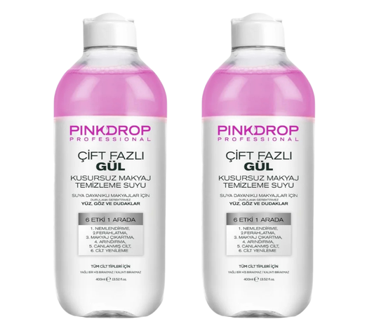 Pachet 2x Apa Micelara Bifazica Pinkdrop 3 in 1 cu Ulei de Trandafir 400ml