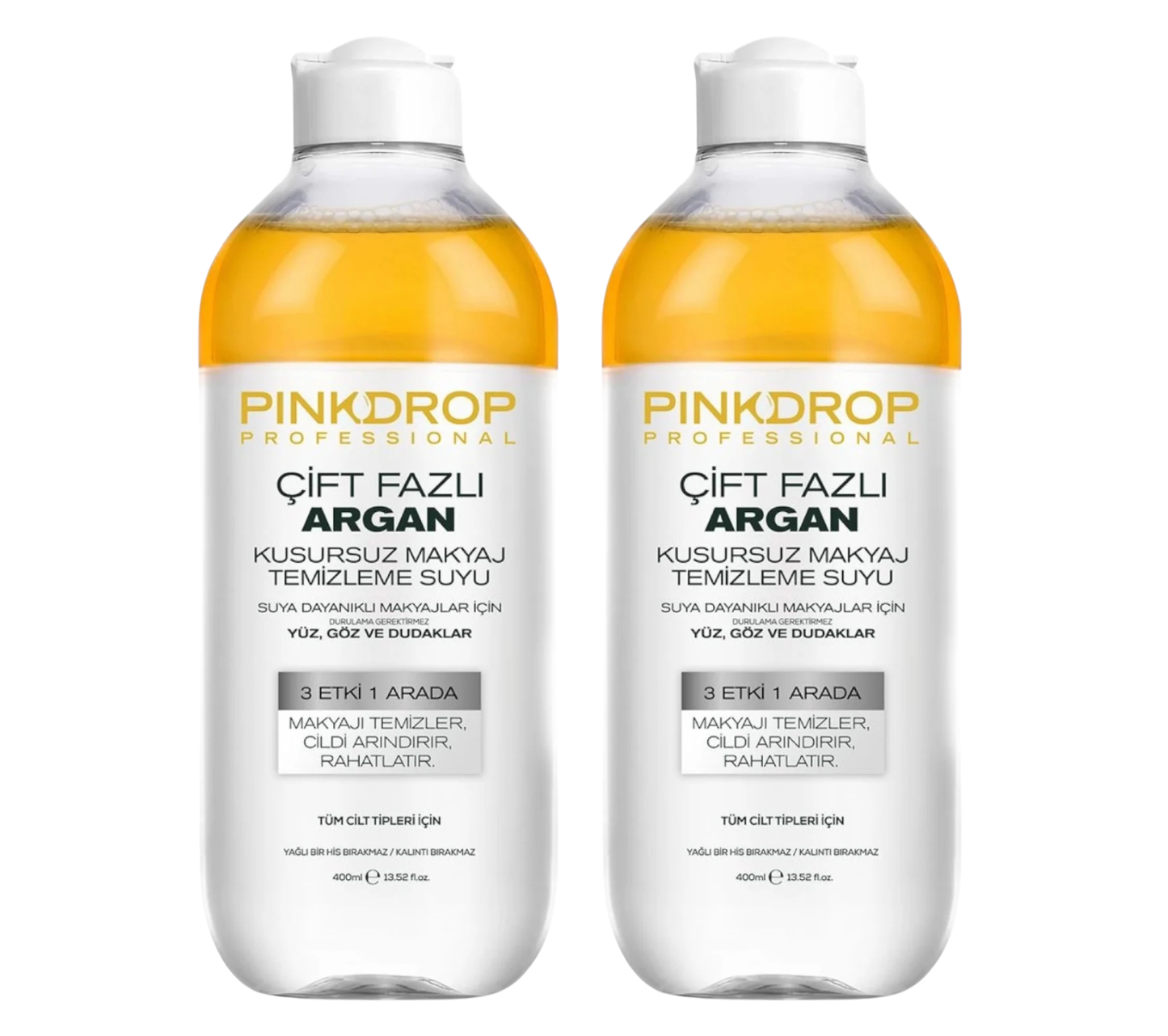 Pachet 2x Apa Micelara Bifazica Pink drop 3 in 1 cu Ulei de Argan & Vitamina C 400ml