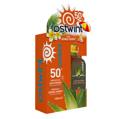 Set Crema de protectie solara SPF 50+ si Gel cu Aloe Vera Ostwint 100ml + 100ml