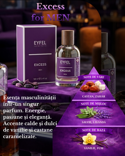Apa de Parfum Barbati EYFEL EXCESS 100ml – Vanilie si Castan