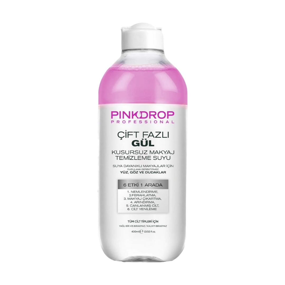 Apa Micelara Bifazica Pinkdrop 3-in-1 cu Ulei de Trandafir – Demachiant Hidratant și Calmant - 400ml