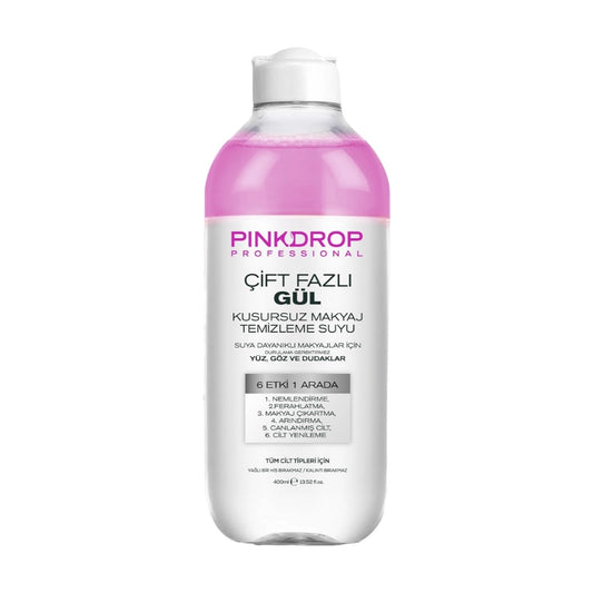 Apa Micelara Bifazica Pinkdrop 3-in-1 cu Ulei de Trandafir – Demachiant Hidratant și Calmant - 400ml
