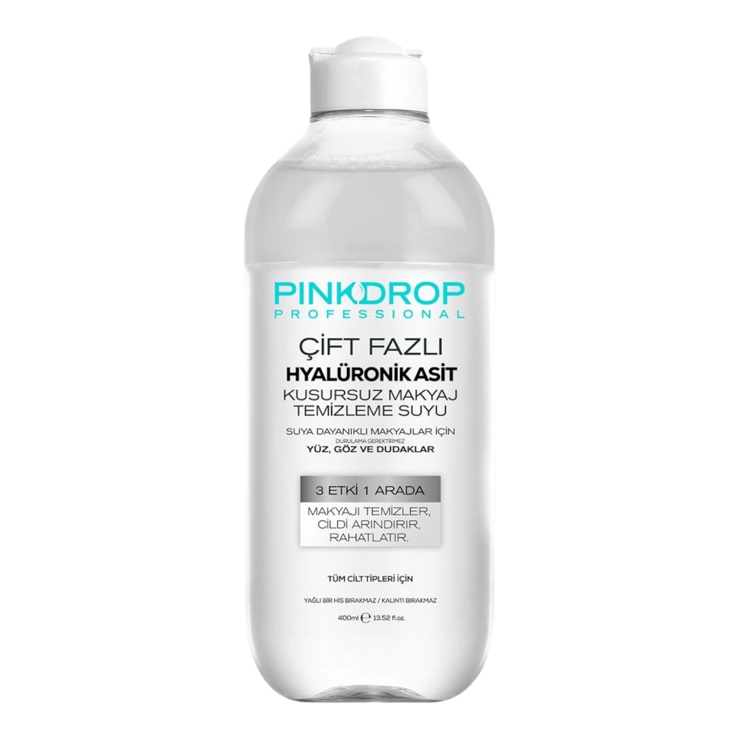 Apa Micelara Bifazica Pinkdrop 3-in-1 cu Acid Hialuronic, Colagen & Niacinamidă – Demachiant Hidratant Anti-Aging - 400ml