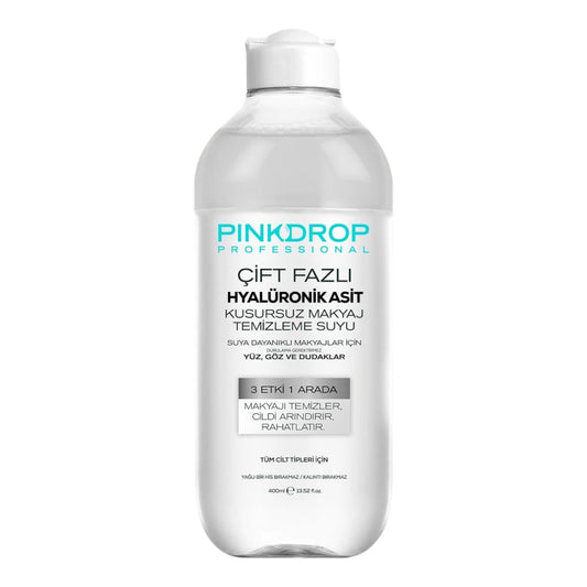 Apa Micelara Bifazica Pinkdrop 3-in-1 cu Acid Hialuronic, Colagen & Niacinamidă – Demachiant Hidratant Anti-Aging - 400ml