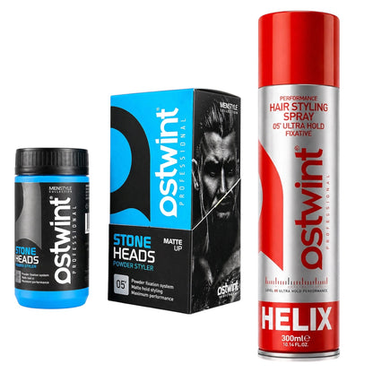 Combo Set Ostwint, Fixativ pentru par Helix Ostwint 300ml, Pudra de volum Styling Ostwint Hard Powder 20g