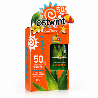 Set Crema de protectie solara SPF 50+ si Gel cu Aloe Vera Ostwint 100ml + 100ml