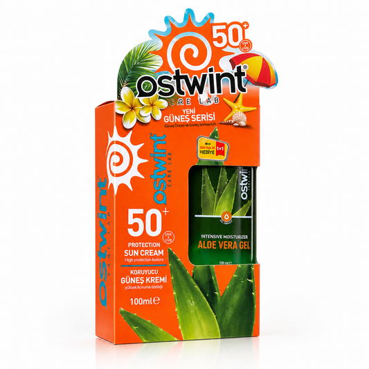 Set Crema de protectie solara SPF 50+ si Gel cu Aloe Vera Ostwint 100ml + 100ml