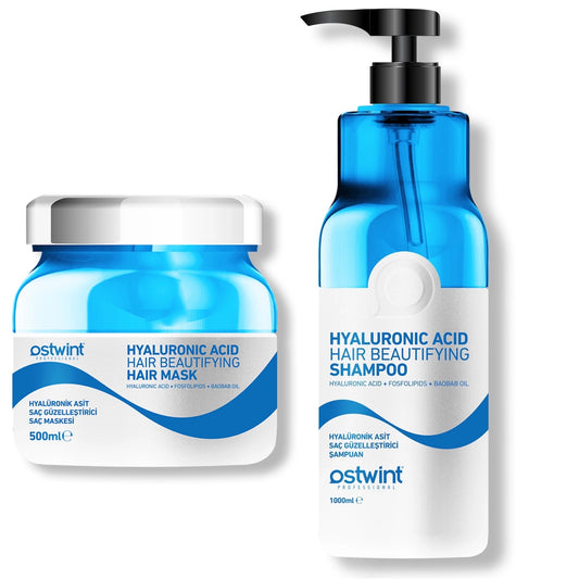 Set de ingrijire a părului cu Acid Hialuronic Ostwint Sampon 1000ml, Masca de par 500ml