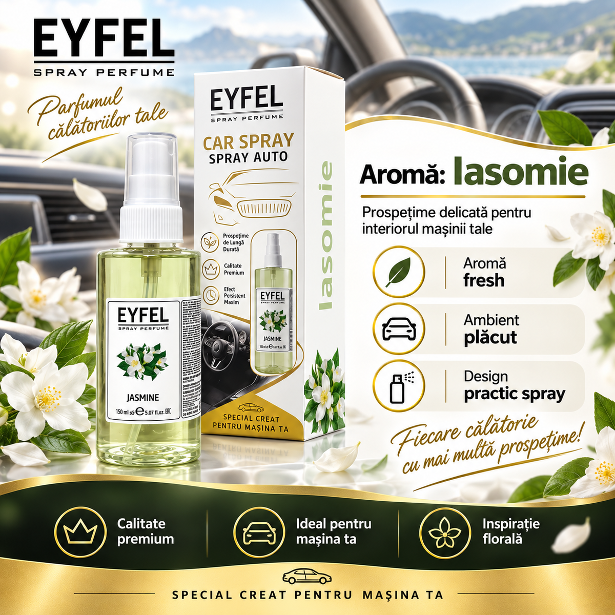 Odorizant Camera/Auto Eyfel, parfum spray, Jasmine, 150 ml