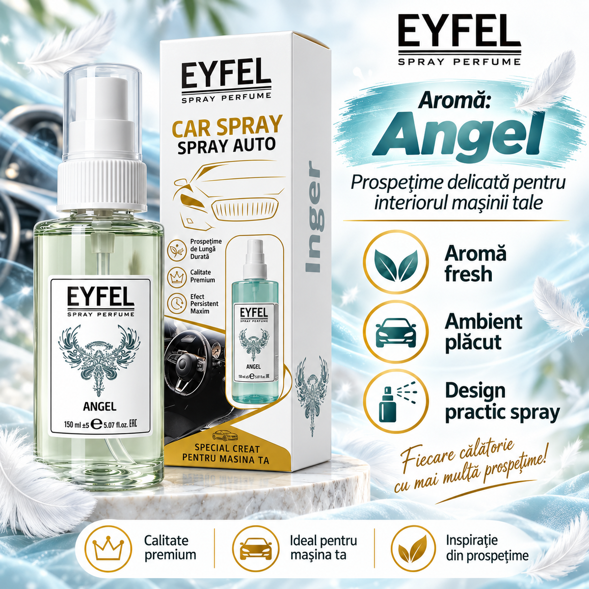 Odorizant Camera/Auto Eyfel, parfum spray, Angel, 150 ml
