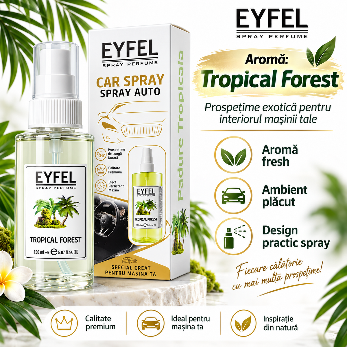 Odorizant Camera/Auto Eyfel, parfum spray, Tropical Forest, 150 ml