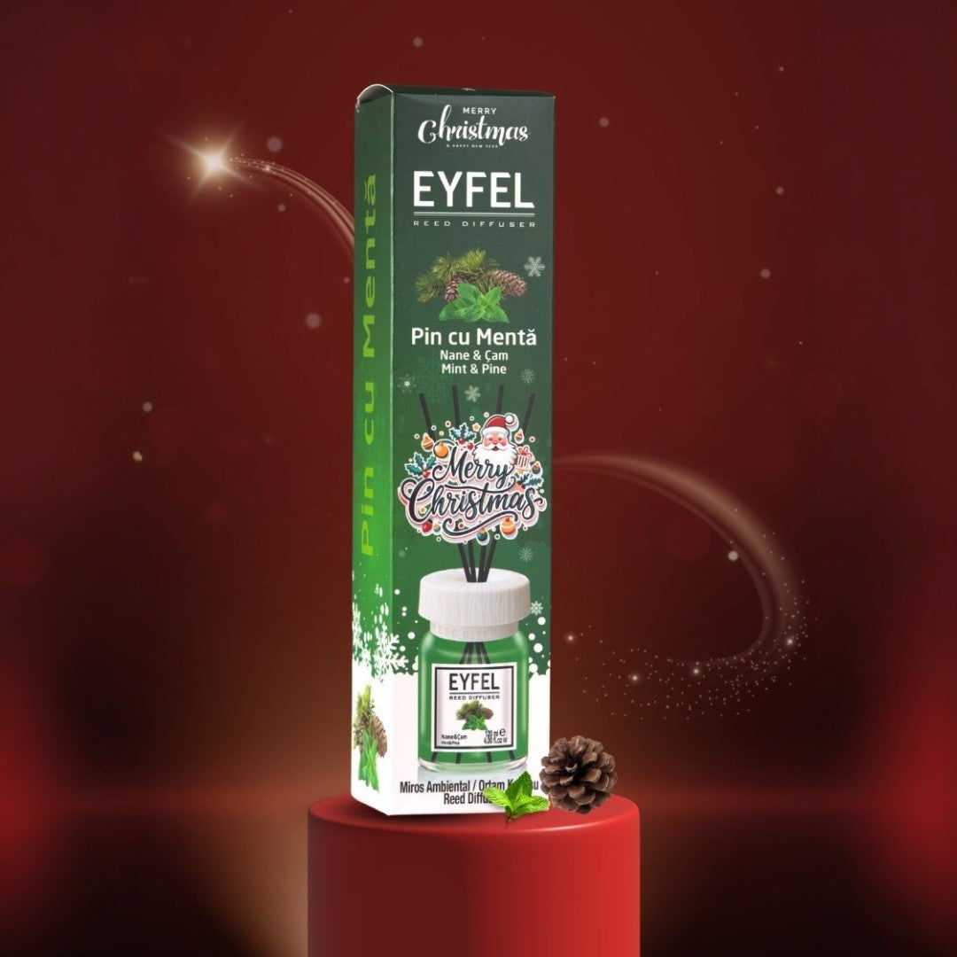Odorizant de camera cu bete 120ml, Mint & Pine, Eyfel Christmas