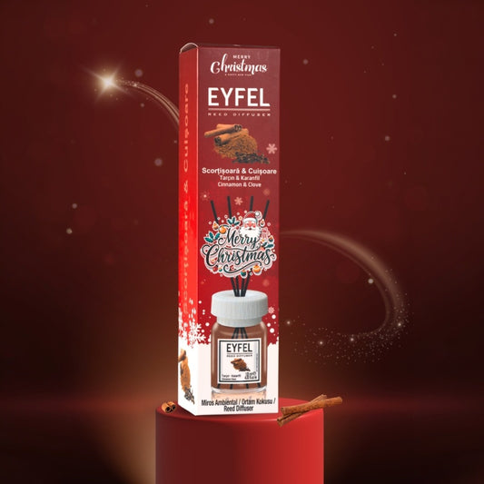 Odorizant de camera cu bete 120ml, Cinnamon & Clove, Eyfel Christmas
