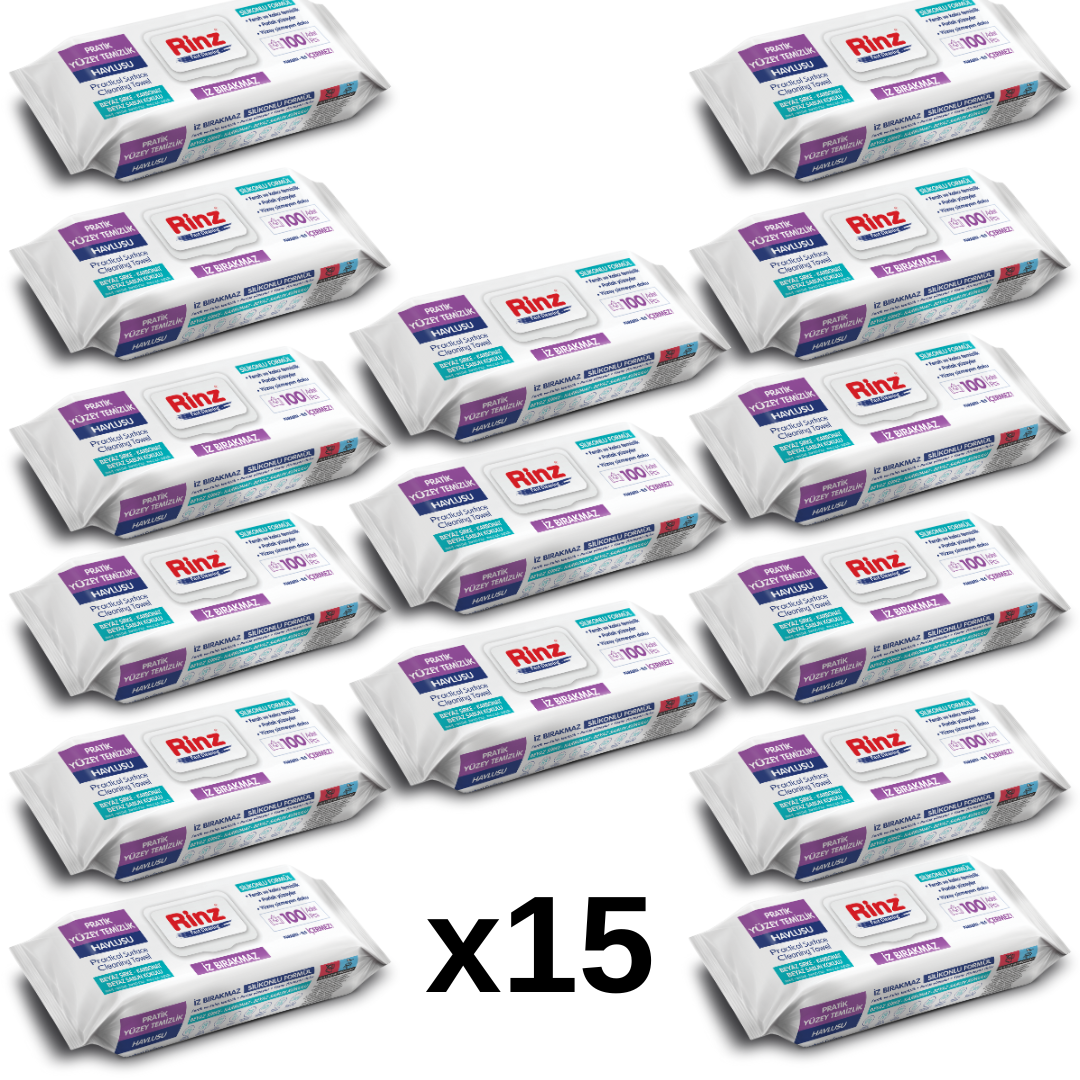 Set 15x Rinz Surface Cleaning Wipes – Servetele Umde pentru Curatarea Suprafetelor